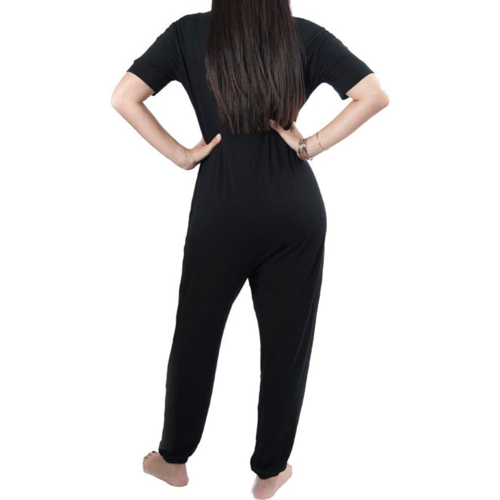 Black Slouchy Maternity Jumpsuit Jump'n Mama Soft Stretch Pregnancy Outfit - Picture 4 of 5